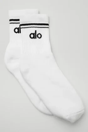 Calze unisex a gamba corta in stile retrò - Bianco/Nero