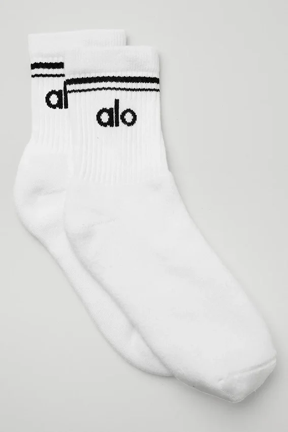 Calze unisex a gamba corta in stile retrò - Bianco/Nero