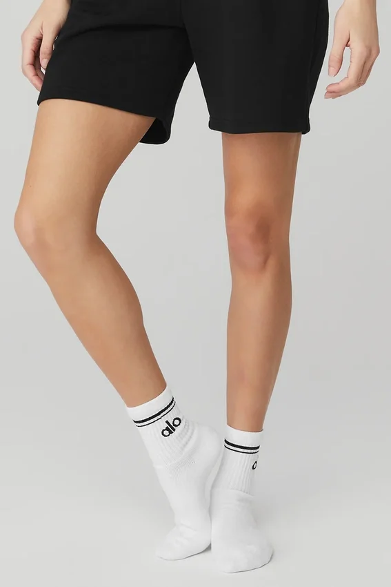 Calze unisex a gamba corta in stile retrò - Bianco/Nero