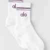Calze unisex a gamba corta in stile retrò - Bianco/Plum Kiss
