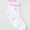 Calze unisex a gamba corta in stile retrò - Bianco/Rosa Paradiso