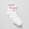 Calze unisex a gamba corta in stile retrò - Bianco/Rosa rosa selvatica