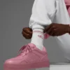 Calze unisex a gamba corta in stile retrò - Bianco/Rosa rosa selvatica