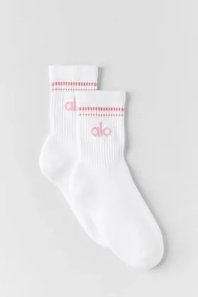 Calze unisex a gamba corta in stile retrò - Bianco/Rosa vintage