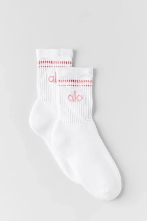 Calze unisex a gamba corta in stile retrò - Bianco/Rosa vintage