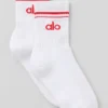Calze unisex a gamba corta in stile retrò - Bianco/Rosso brillante