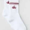 Calze unisex a gamba corta in stile retrò - Bianco/Rosso Summer Romance