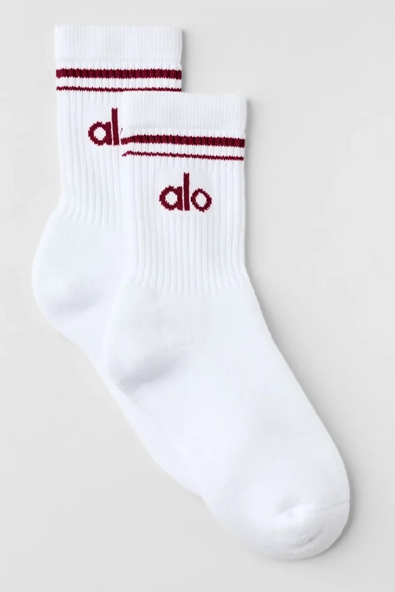 Calze unisex a gamba corta in stile retrò - Bianco/Rosso Summer Romance