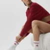 Calze unisex a gamba corta in stile retrò - Bianco/Rosso Summer Romance