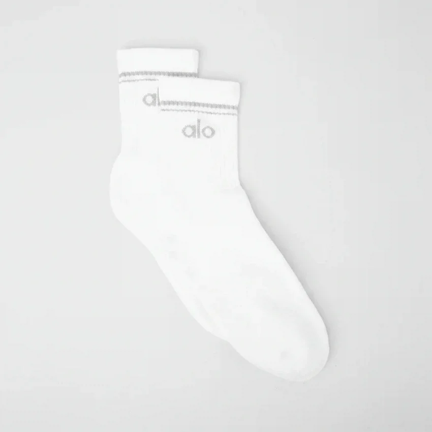 Calze unisex a gamba corta in stile retrò - Bianco/Titanio