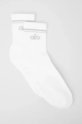 Calze unisex a gamba corta in stile retrò - Bianco/Titanio