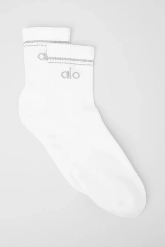 Calze unisex a gamba corta in stile retrò - Bianco/Titanio