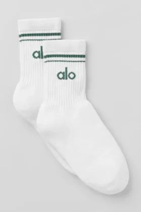 Calze unisex a gamba corta in stile retrò - Bianco/Verde trifoglio