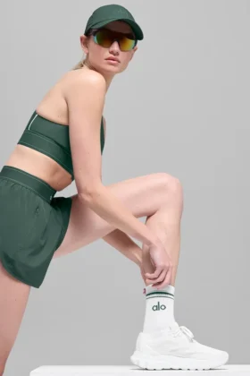 Calze unisex a gamba corta in stile retrò – Bianco/Verde trifoglio