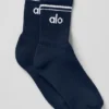Calze unisex a gamba corta in stile retrò - Blu navy/Bianco