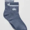 Calze unisex a gamba corta in stile retrò - Bluestone/Bianco