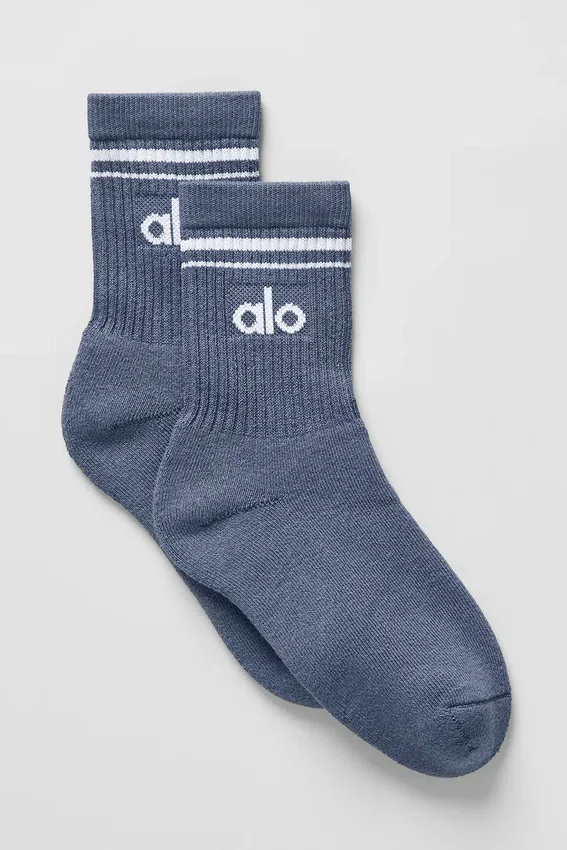 Calze unisex a gamba corta in stile retrò - Bluestone/Bianco