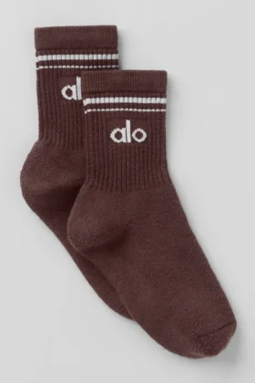 Calze unisex a gamba corta in stile retrò - Brownstone/Bianco