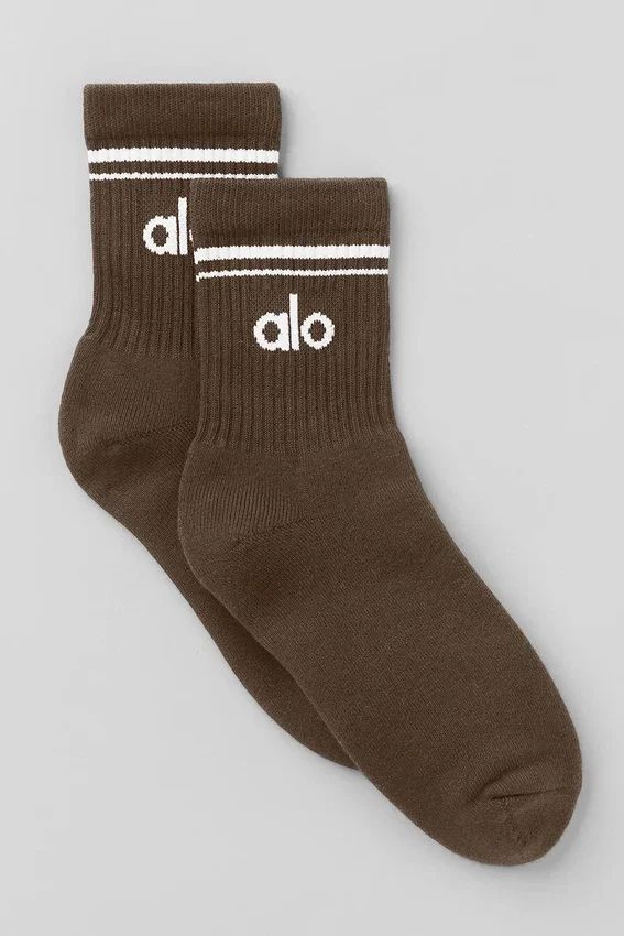 Calze unisex a gamba corta in stile retrò - Espresso/Bianco