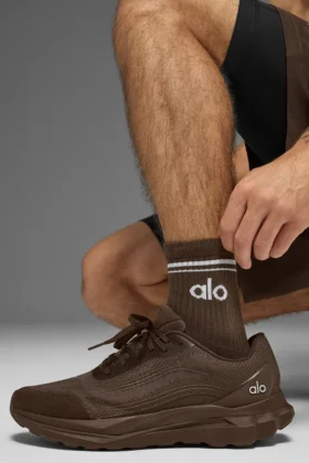 Calze unisex a gamba corta in stile retrò – Espresso/Bianco