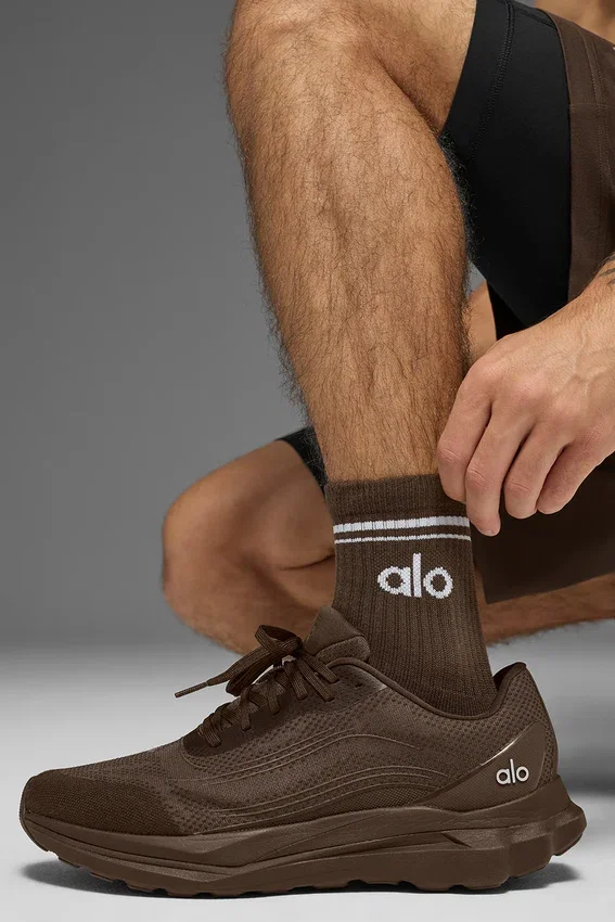 Calze unisex a gamba corta in stile retrò - Espresso/Bianco