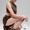 Calze unisex a gamba corta in stile retrò - Espresso/Bianco
