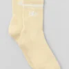 Calze unisex a gamba corta in stile retrò - Giallo candela/Bianco