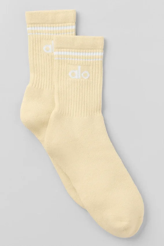 Calze unisex a gamba corta in stile retrò - Giallo candela/Bianco