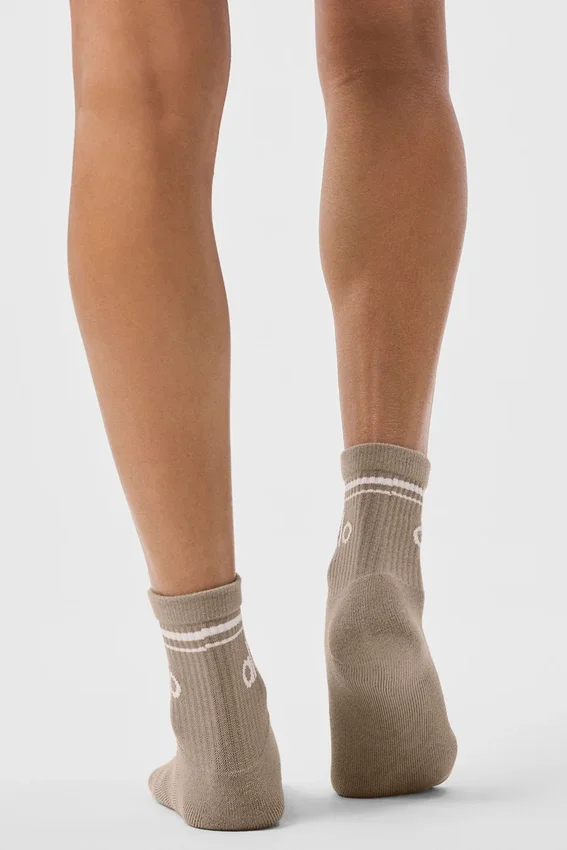 Calze unisex a gamba corta in stile retrò - Gravel/Bianco