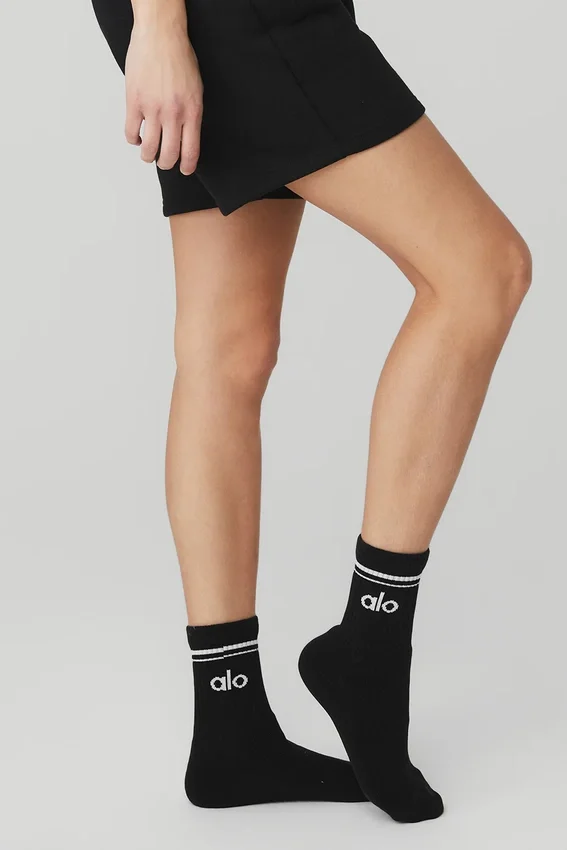 Calze unisex a gamba corta in stile retrò - Nero/Bianco
