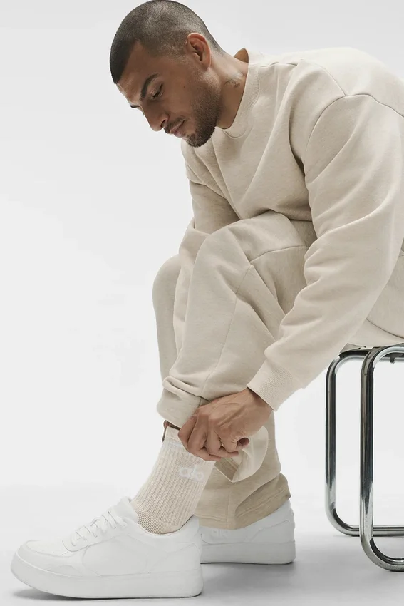 Calze unisex a gamba corta in stile retrò - Oatmeal melange/Bianco
