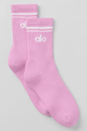 Calze unisex a gamba corta in stile retrò - Rosa Candy Heart/Bianco