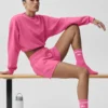 Calze unisex a gamba corta in stile retrò - Rosa paradisiaco/Bianco