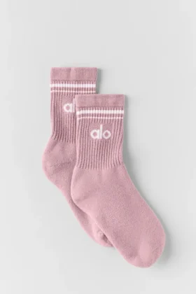 Calze unisex a gamba corta in stile retrò - Rosa vintage/Bianco