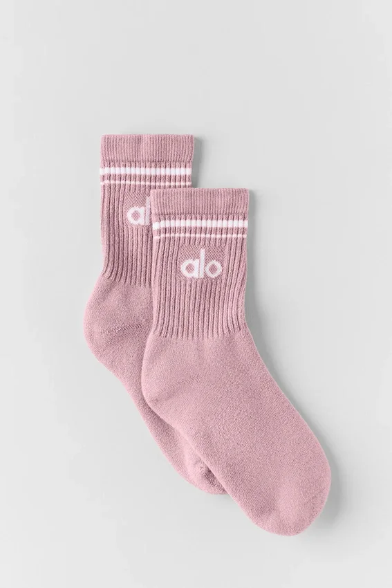 Calze unisex a gamba corta in stile retrò - Rosa vintage/Bianco