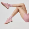 Calze unisex a gamba corta in stile retrò - Rosa vintage/Bianco