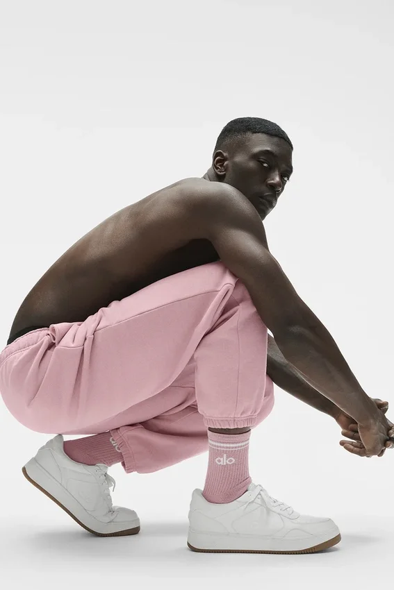 Calze unisex a gamba corta in stile retrò - Rosa vintage/Bianco