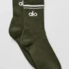 Calze unisex a gamba corta in stile retrò - Verde oliva/Bianco