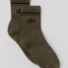 Calze unisex a gamba corta in stile retrò - Verde oliva/Nero