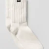 Calze unisex a mezzo gambale con bordo arricciato - Avorio