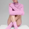 Calze unisex a mezzo gambale con bordo arricciato - Rosa Cuore Caramella