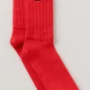 Calze unisex a mezzo gambale con bordo arricciato - Rosso brillante