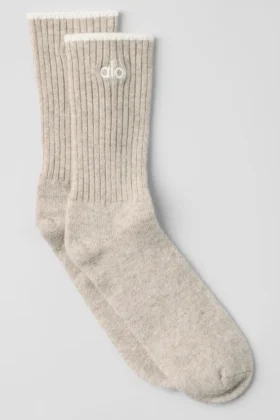 Calze unisex in lana e cashmere con effetto leggermente smerigliato - Latte invernale/Avorio