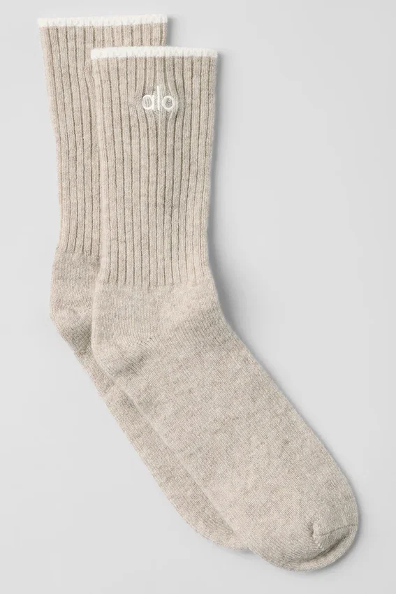 Calze unisex in lana e cashmere con effetto leggermente smerigliato - Latte invernale/Avorio