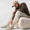 Calze unisex in lana e cashmere con effetto leggermente smerigliato - Latte invernale/Avorio