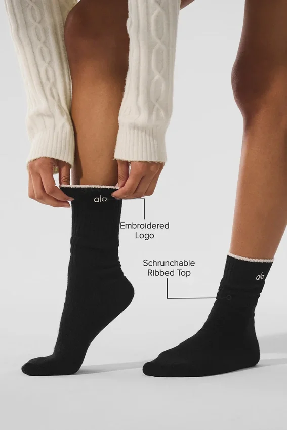 Calze unisex in lana e cashmere con effetto leggermente smerigliato - Nero/Avorio