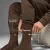 Calze unisex in misto lana e cashmere con effetto leggermente smerigliato - Espresso melange/Avorio