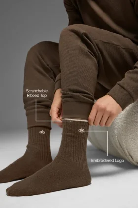 Calze unisex in misto lana e cashmere con effetto leggermente smerigliato – Espresso melange/Avorio