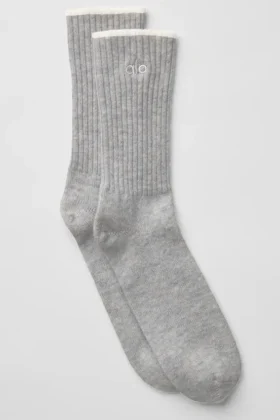 Calze unisex in misto lana e cashmere con effetto leggermente smerigliato - Grigio chiaro melange/Avorio