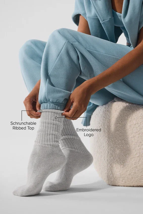 Calze unisex in misto lana e cashmere con effetto leggermente smerigliato - Grigio chiaro melange/Avorio